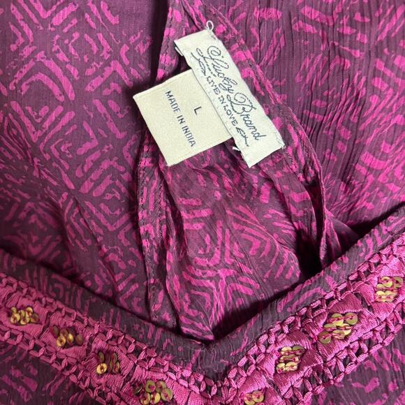 Y2K VINTAGE LUCKY BRAND BEADED FLOWY TANK CAMI TOP LARGE - Picture 8 of 8